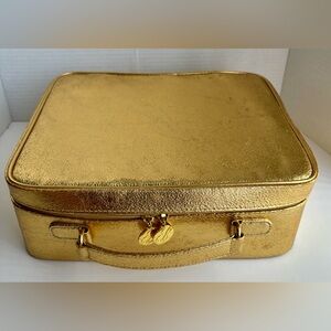 Vintage Estee Lauder Gold Cosmetic Train Travel Case Bag